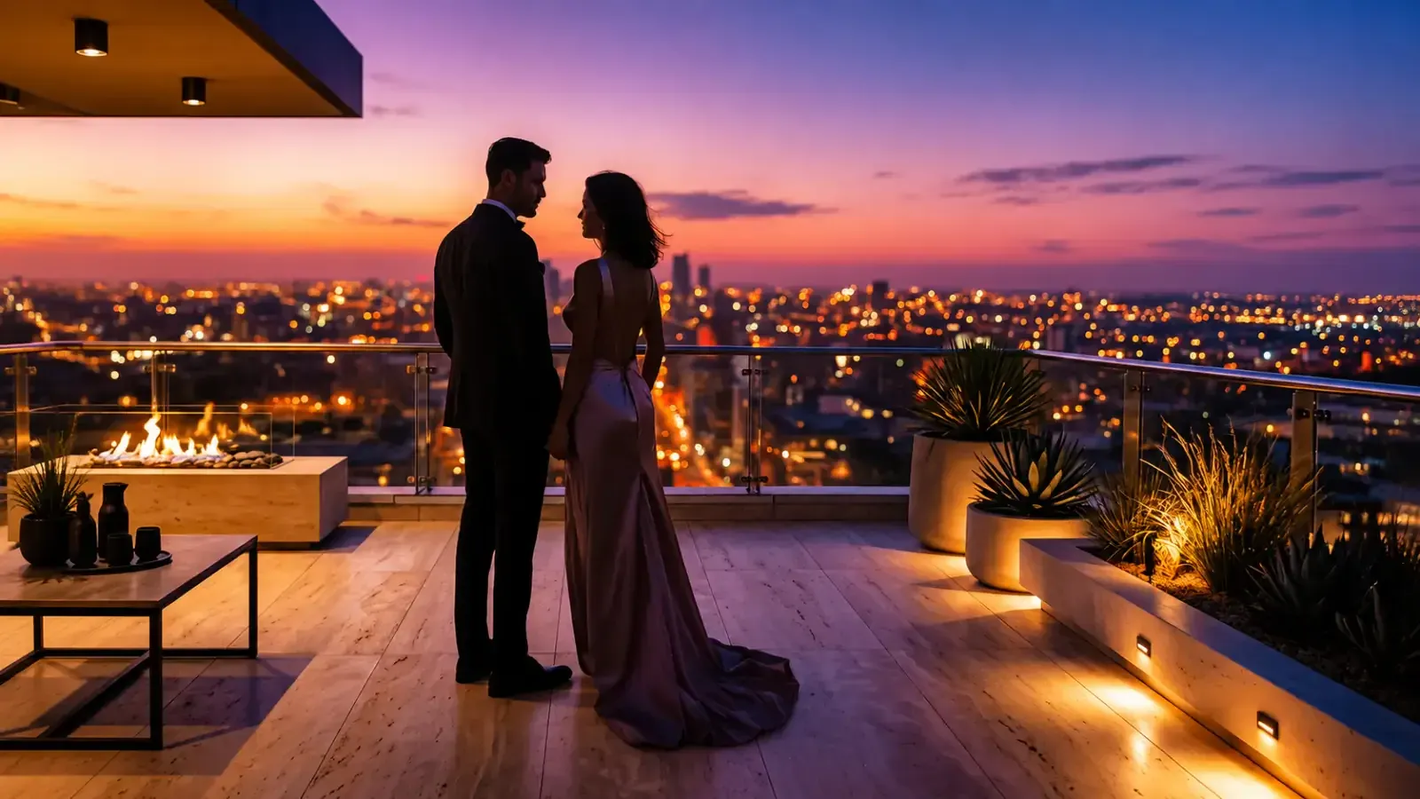 Sky lounge overlooking the city